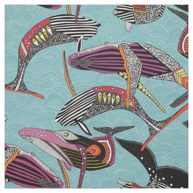 Tecido humpback whales turquoise (Modelo)