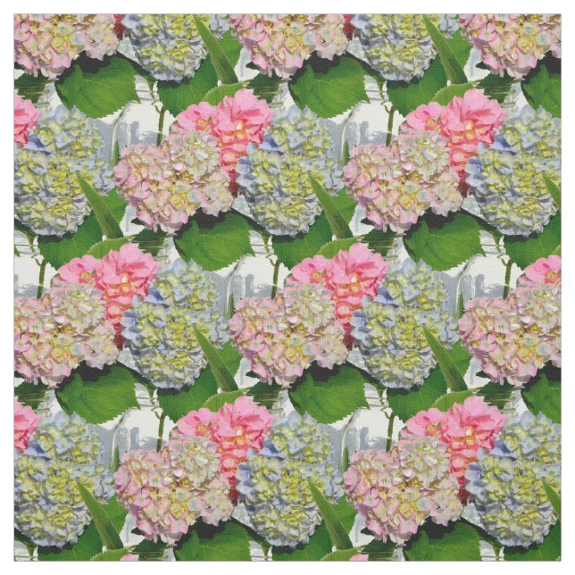 Tecido Hydrangeas e Mason jar (Modelo)