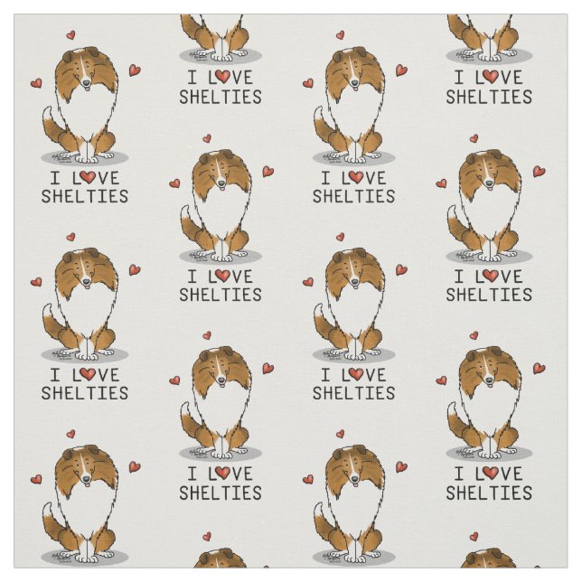 Tecido I Love Shels (sable 2) Shetland Sheepdog Cute (Modelo)