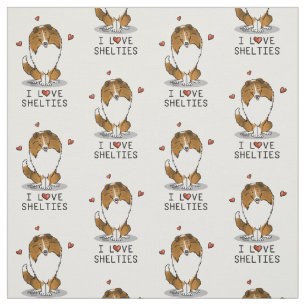 Tecido I Love Shelties (sable 2) Shetland Sheepdogs
