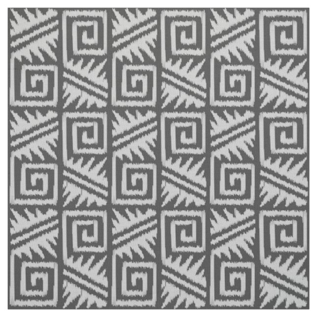 Tecido Ikat Aztec Tribal - Carvão e Cinzas de Prata (Modelo)