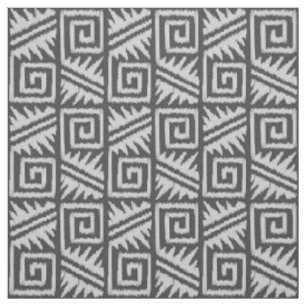 Tecido Ikat Aztec Tribal - Cinzas de carvão e prata