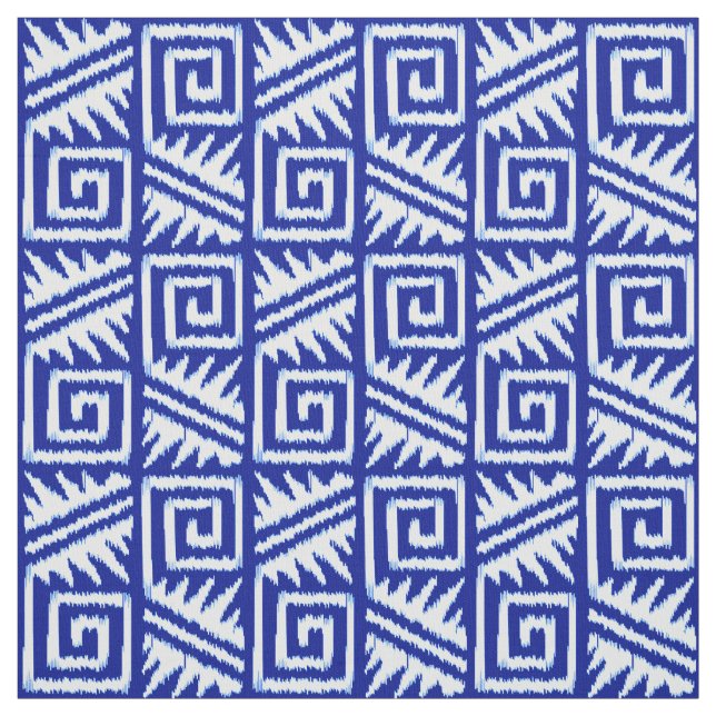 Tecido Ikat Aztec Tribal - Cobalt Azul e Branco (Modelo)