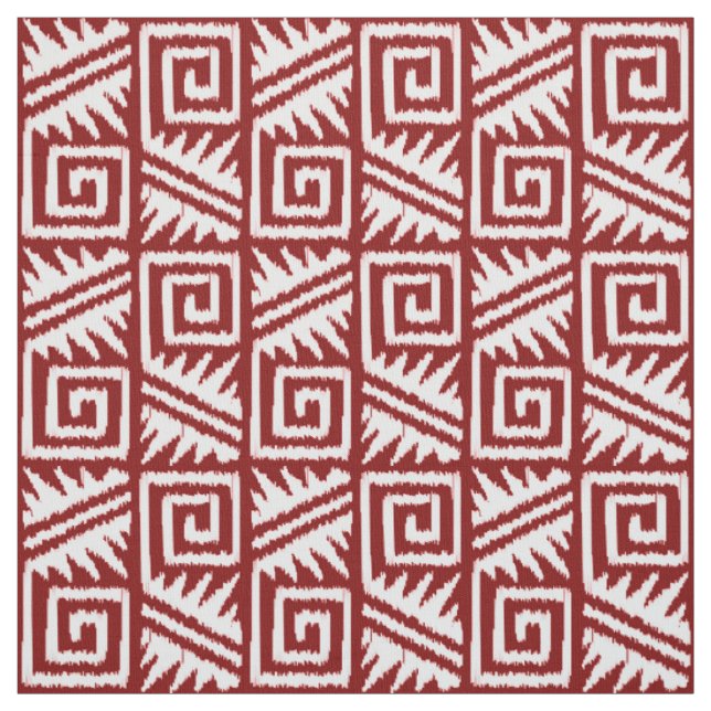 Tecido Ikat Aztec Tribal - Vermelho e Branco Chineses Esc (Modelo)