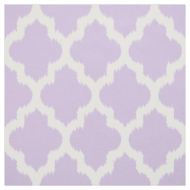 Tecido Ikat do Quatrefoil Branco e Fundo de Lavanda Perso (Modelo)