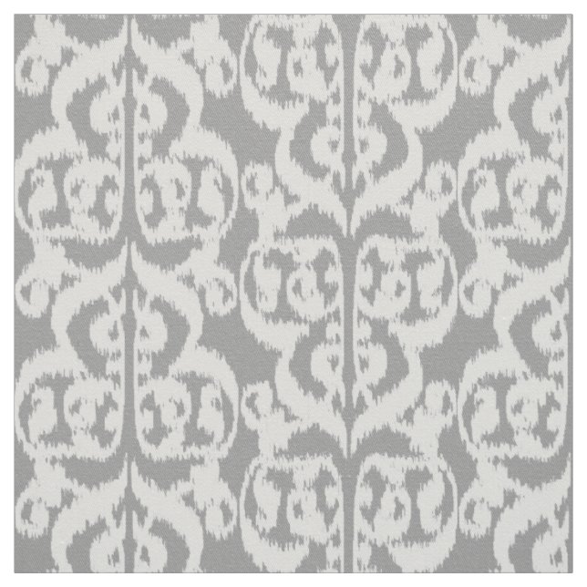 Tecido Ikat Moorish Damask - cinza prateada e branca (Modelo)