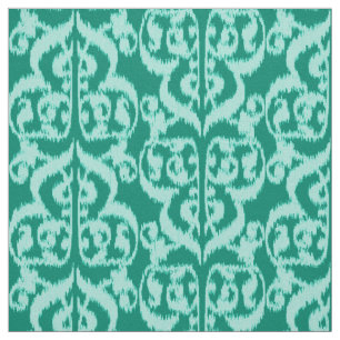 Tecido Ikat Moorish Damask - Pavão e aqua