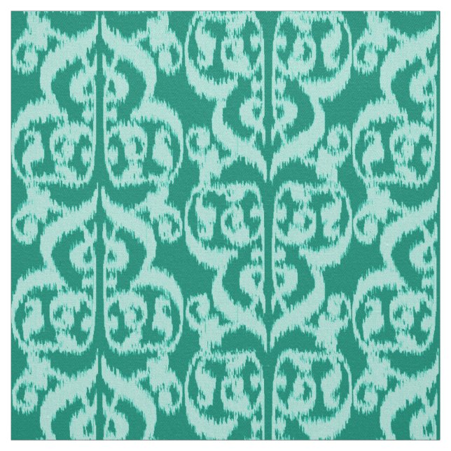 Tecido Ikat Moorish Damask - pavão e aqua (Modelo)