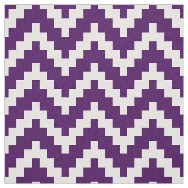 Tecido Ikat Zigzag Branco e fundo roxo personalizado (Modelo)