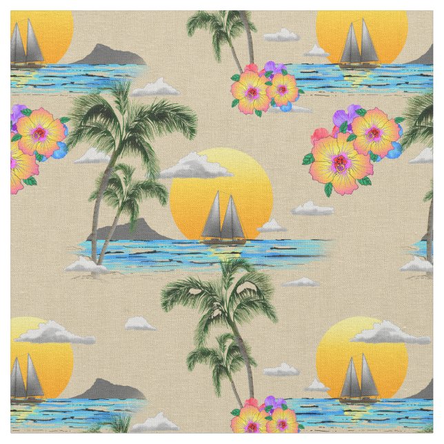 Tecido Ilha Hawaiian Beach Sunset (Detalhe)