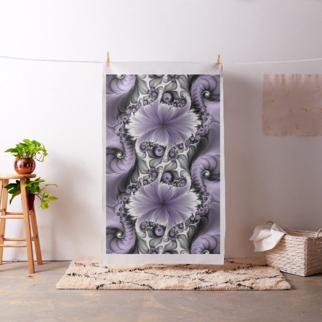 Tecido Ilusão Lilás Arte Fantasia Floral Abstrata Fractal (In Situ)