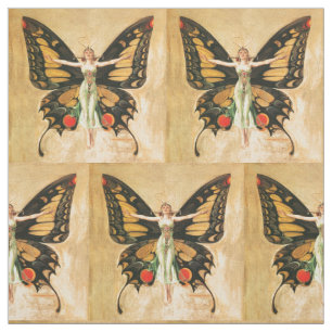 Tecido Ilustração da Mulher Voadora Flapper Butterfly