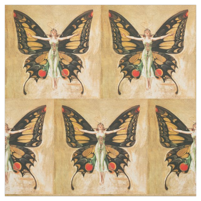 Tecido Ilustração da Mulher Voando Borboleta Flapper (Modelo)