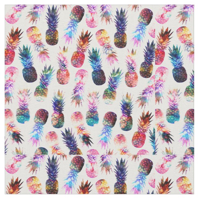 Tecido Ilustração de Aquarelas e Nebulosas Pineanases (Detalhe)
