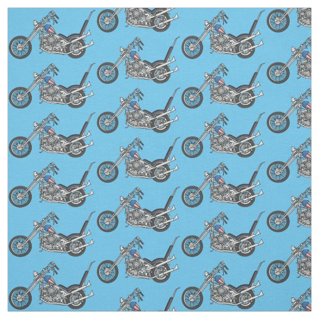Tecido Ilustração de desenho animado Chopper Motorcycle 1 (Modelo)
