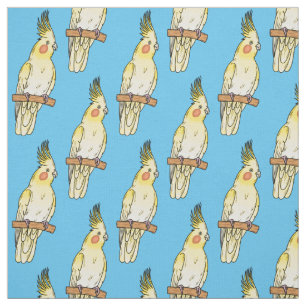 Tecido Ilustração de desenho animado de aves Cockatiel
