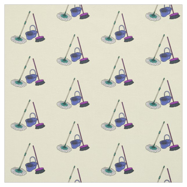 Tecido Ilustração de desenho animado de Broom & mop (Modelo)