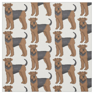 Tecido Ilustração de desenho animado de cão Airedale terr