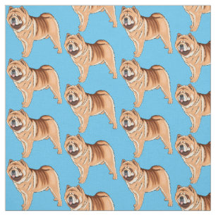 Tecido Ilustração de desenho animado de cão Chow Chow