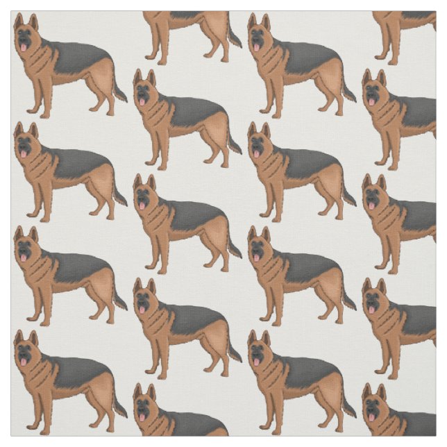 Tecido ilustração de desenho animado de cão german shephe (Modelo)