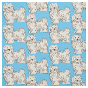 Tecido Ilustração de desenho animado de cão Havanês