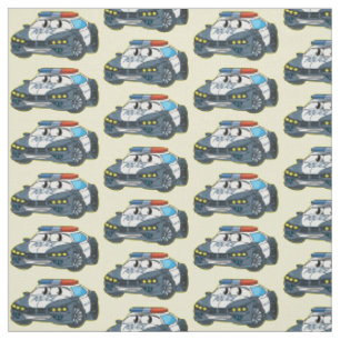 Tecido Ilustração de desenho animado de carro de polícia