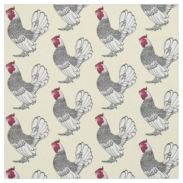 Tecido Ilustração de desenho animado de frango Sebright (Modelo)