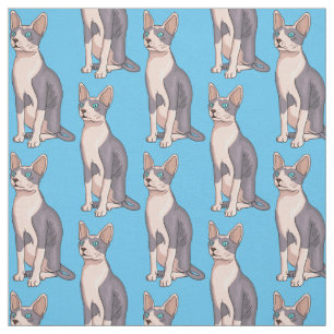 Tecido Ilustração de desenho animado de gato esphynx
