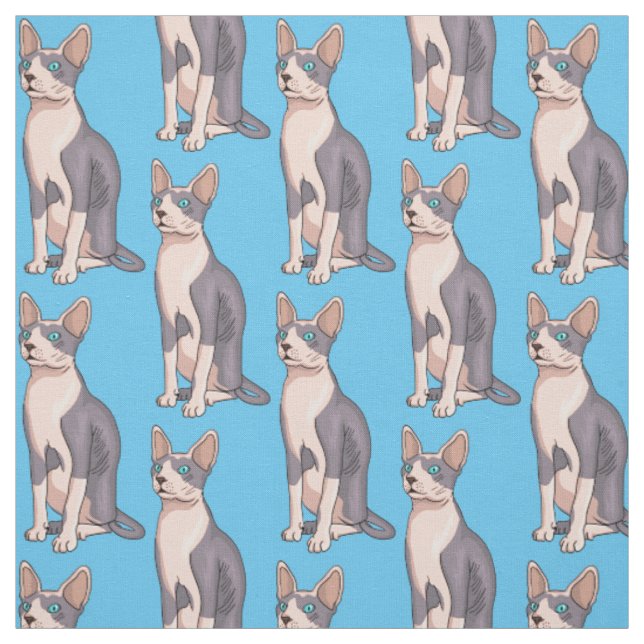 Tecido Ilustração de desenho animado de gato esphynx (Modelo)