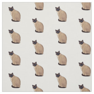 Tecido Ilustração de desenho animado de gato siamês