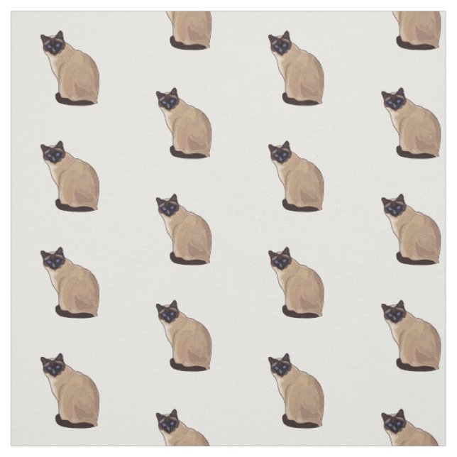 Tecido Ilustração de desenho animado de gato siamês (Modelo)