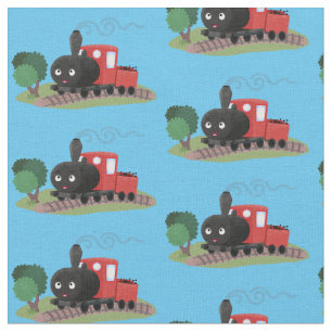 Tecido Ilustração de desenho animado de locomotiva de com