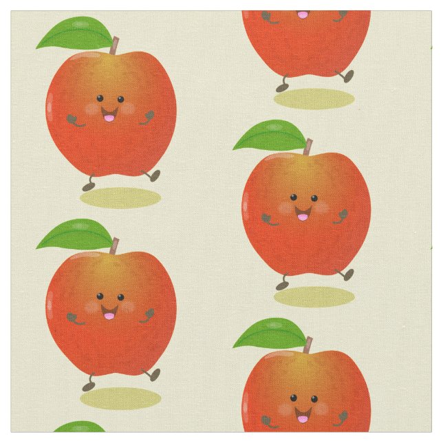 Tecido Ilustração de desenho animado de maçã dançante (Detalhe)
