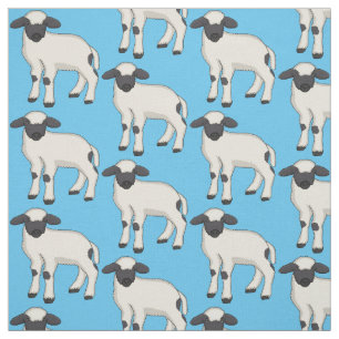 Tecido Ilustração de desenho animado de ovelha Valais Bla