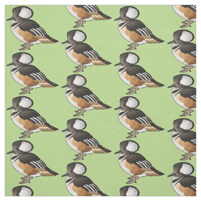 Tecido Ilustração de desenho animado de pássaro merganser (Modelo)