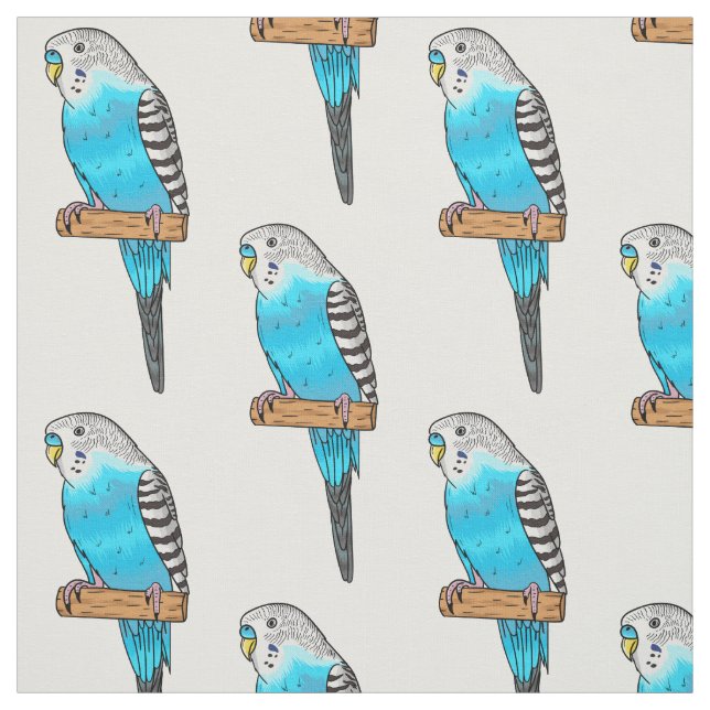 Tecido Ilustração de desenho animado de pássaros azul (Modelo)