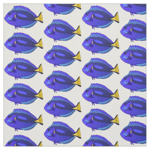 Tecido Ilustração de desenho animado de peixe marrom azul