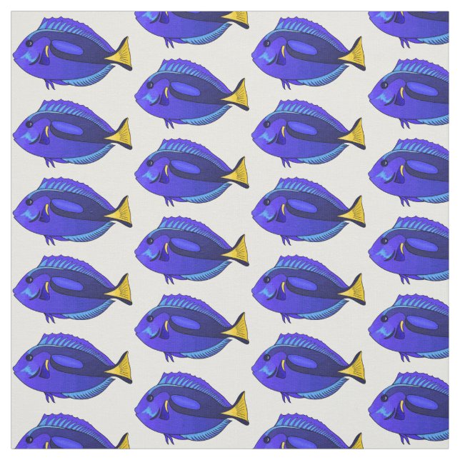 Tecido Ilustração de desenho animado de peixe marrom azul (Modelo)