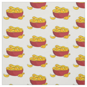Tecido Ilustração de desenho animado em chip de batata