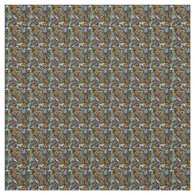 Tecido Ilustração Moderna do Meio século Selva de Tiki (Modelo)