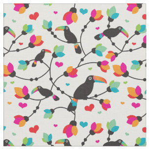 Tecido ilustração tropical do pássaro toucan bonito