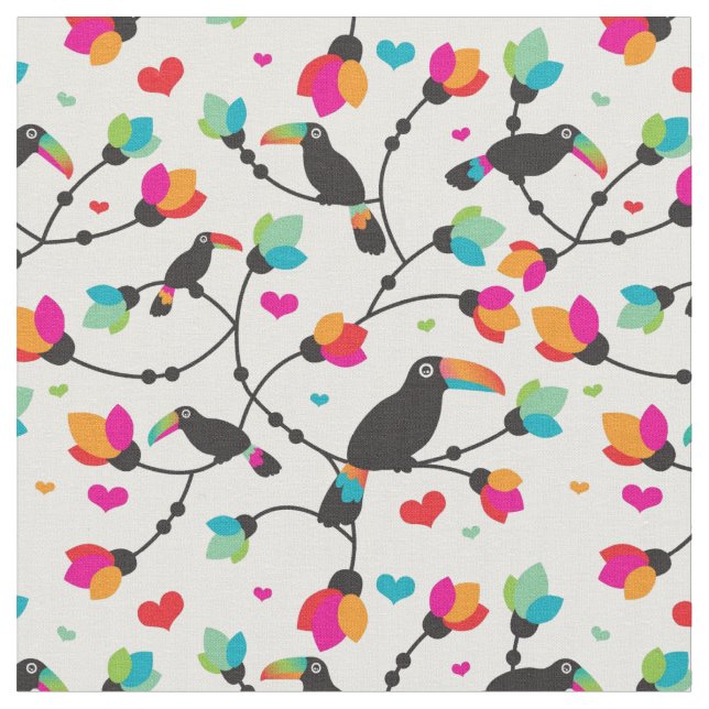 Tecido ilustração tropical do pássaro toucan bonito (Detalhe)