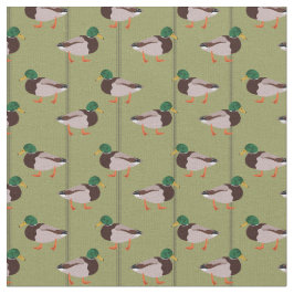Tecido Ilustrações de Patos-reais em Verde-oliva