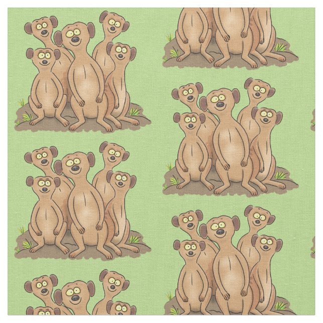 Tecido Imagem animada da família Meerkat (Detalhe)