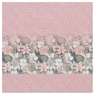 Tecido Imagem brilhante Dourada floral cor-de-rosa elegan