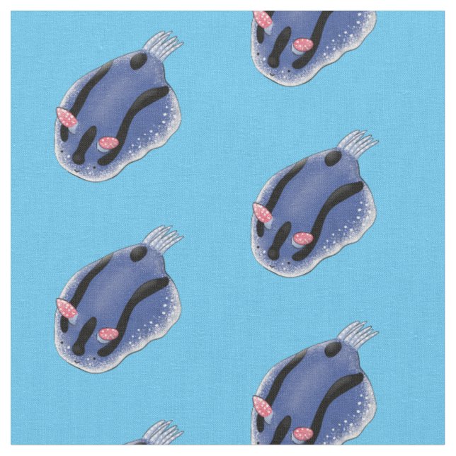 Tecido Imagem de desenho animado azul-nudibranch bonito (Detalhe)