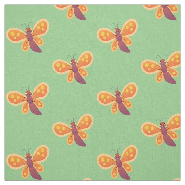 Tecido Imagem de desenho animado de borboleta laranja fel (Modelo)