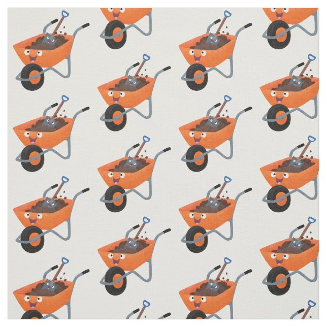 Tecido Imagem de desenho animado de carrinho de mão laran (Modelo)