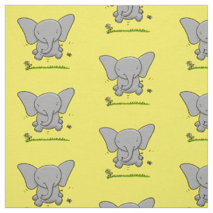 Tecido Imagem de desenho animado de elefante de bebê feli