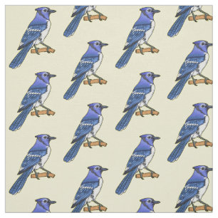 Tecido Imagem de desenho animado de pássaro azul
